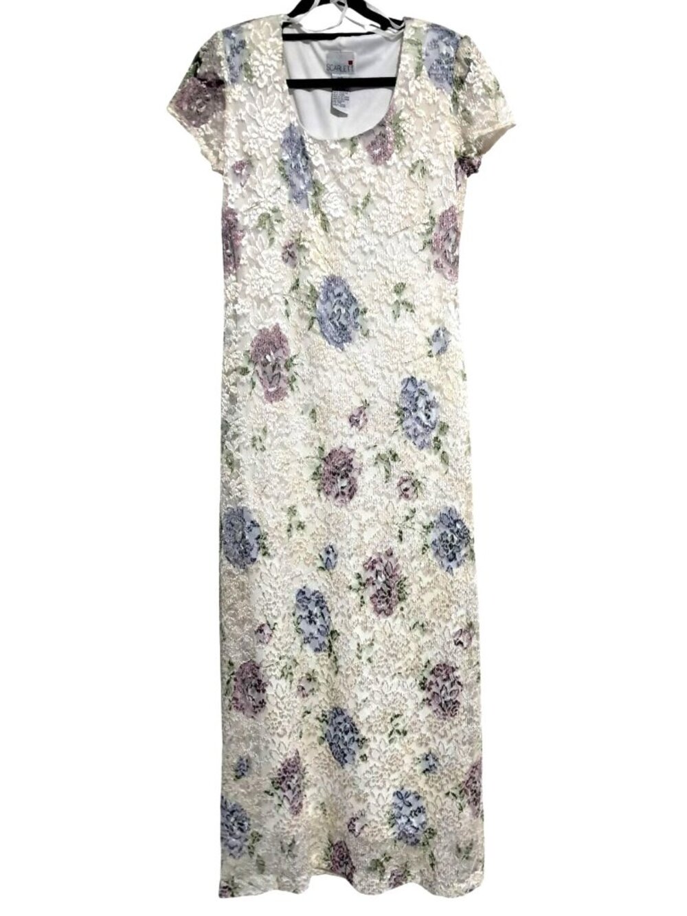 VIntage Romantic Fairy Dress Floral Lace Womens Size 3/4 by Scarlett Short Sleev